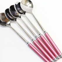 베스트데코 쥬얼리 큐빅 티스푼 티포크 스푼통 세트 모음, 쥬얼리티스푼5p_핑크, 1개