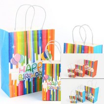 기성쇼핑백 선물용종이가방 무지개 생일축하 종이쇼핑백, 대 - 풍선