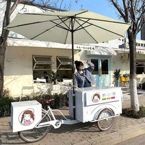 경치 좋은 푸드 트럭 모바일 푸드 트럭 마구간 야시장 쇼핑몰 스낵 카 야외 프로모션 설탕에 절인 박 세발 자전거 자리, 야외 우산, 공식 표준