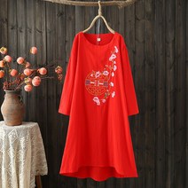 2XL-4XL 빅사이즈 원피스 여성 롱 꽃 자수 캐주얼 큰 꽃무늬 데일리 3종 엄마 라지