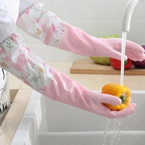 세차용 기모 고무장갑 설거지 고무장갑 주방용품 손목 긴 라텍스장갑, 그린S