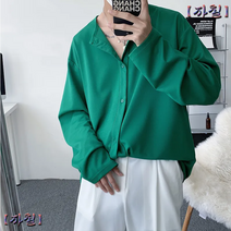 노카라 라운드넥 셔츠 남자 여름 얇은 긴팔 남방