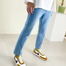 남자 9부 연청바지 레귤러핏 일자 남성 청바지 연청 세미 와이드 데님 팬츠 S-XL