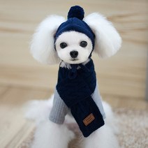 강아지 겨울 모자 목도리세트 3컬러, 차콜