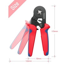 페놀 압착기 펜홀 단자 핀터미널 커넥트 고급형 공구, 4면 0.25-10 사각 레드