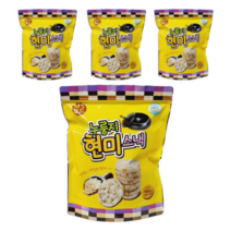 누룽지 현미스낵 누룽지 현미 뻥튀기 쌀스낵 쌀과자 건강한과자 다이어트과자 현미과자, 160g, 4개