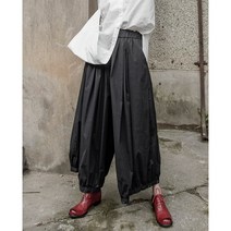 [EAM] 2021 봄 가을 높은 탄성 허리 블랙 PLEATED 분