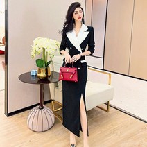 Sister Fei 맞춤형 하이 엔드 통근 전문 드레스 2023 봄 새 여성 정장 칼라 슬림 피트 힙 스커트 제시뉴욕원피스 드레스렌탈 퀸잇 봄원피스 상견례옷차림