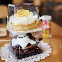중앙패키지 조각 케익 케이스 사각 - 10개(상하 세트), 초코
