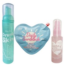Dear Face Trio: Drunk Skin Facial Wash Supra Glow Serum & Daily Sunblock, 한개옵션1, 한개옵션0