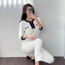 러블리감성 / 해준 잔꽃 7부 블라우스 셔츠