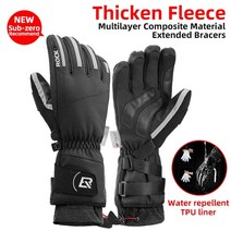 rockbros 스키 장갑 오토바이 방수 양털 열 장갑 스노우 보드 스노우 모빌 장갑 남성 여성 겨울 눈 자전거 장갑