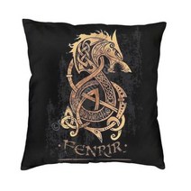 벨벳 인테리어 소품 쇼파 북유럽 쿠션 바이킹 발할라 펜리어 모던 베개 커버 몬스터 울프 오딘 소파 장식 살롱, 45x45cm 18x18in, 1