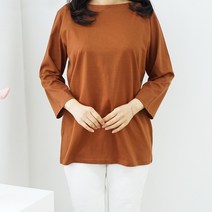 빅걸스토리 여성용 빅사이즈 입술넥 무지 긴팔 티셔츠