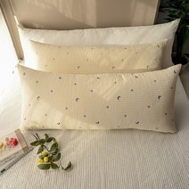 60수 면 자수 양면 줄누빔 반짝반짝 별달 대쿠션, 베이지