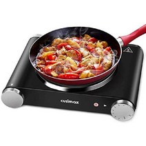 더블 핫 플레이트 Cusimax 1800W 버너 요리용 휴대용 전기 조리대 쿡탑, 주철, 8 단일 버너