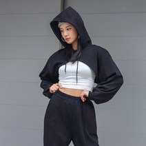 릿업LP85 유니크 힙합걸스타일링 스트릿패션코디 오버핏 크롭 후드티