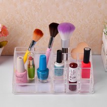 화사 화장대 깔끔 아크릴 화장품 정리함(10칸) 메이크업박스 반지케이스 섀도우보관 브러쉬꽂이, 1개