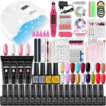 패션 골든 오로라 LNWPYH-네일 SET UV LED 램프 건조기 + 18/12 pcs 네일 젤 폴리시 키트 소크오프 매니, 한개옵션1