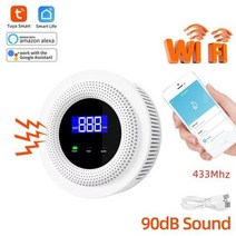 수도누수탐지기 tuya wifi 천연 가스 누출 감지기 lpg 누출 센서 사운드 알람 앰프 433mhz 원격 제어 보호 보안 스마트 홈, 와이파이 가스 센서