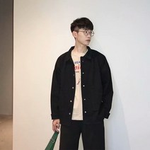 일본 유행 브랜드 가을 새로운 원시 가장자리 재킷 홍콩 스타일 캐주얼 느슨한 툴링 재킷 성격 잘 생긴 남자 탑