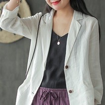 여성 면마 자켓 심플 오버핏 봄 여름 가을 여자 긴팔 재킷 상의 2023 women linen jacket XK0449