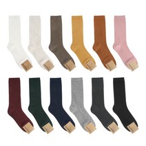 KIKIYA SOCKS 여자장목 패션 고급면 무지양말 골지 롱롱삭스 12종 색상선택