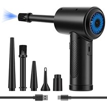 압축 공기 살포기 Fulljion 3-Gear ~ 51000RPM 전기 공기 살포기 LED 조명이 있는 휴대용 공기 송풍기 컴퓨터 키보드 수영 링 고속 충전용 6000mAh 충전식 무선 공기 살포기(검은색)