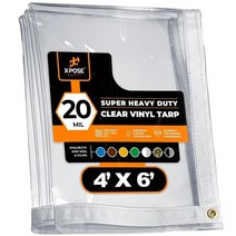 Xpose Safety 1.2 x 1.8m(4 x 6피트) 투명 비닐 방수포 - 황동 그로, 20 Mil