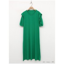 퍼니걸스 6426 데일리 무지 라운드 셔링 퍼프 롱 원피스 여성의류