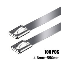 금속타이 케이블타이 100pcs 304 스테인레스 스틸 4.6mm 헤비 듀티 자동 잠금 지퍼 다목적 배기 랩 잠금, 4.6x550mm