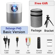 원룸빔프로젝터 가성비빔프로젝터 salange mini full hd 1080p p40 led projetor 4k video bluetooth beamer 5000 lumen, 기본 버전