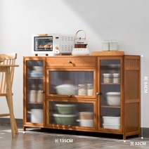 원목 주방 그릇장식장 정수기 옆 식기 선반장 일본식 옛날 수납장 다용도 그릇장, 4문, 135cm