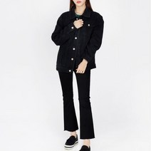 빅사이즈 오버핏 여자 블랙 진청 흑청자켓 코디 30대 가을 겨울 데이트 큰