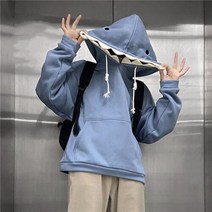 여성후드 Deeptown Funny Shark Hoodies Women Patchwork Kawaii Sweatshirt Oversized Harajuku Long Sleeve A