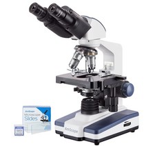 전자현미경 미니 광학 디지털 AmScope 40X-2500X LED Lab 3d 스테이지 쌍안 복합 현미경, 07 with 50 Blank Slides