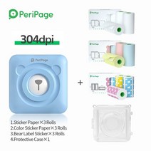 스티커사진기계Peripage A6 휴대용 무선 감열 포토 프린터 라벨 메이커 바코드 스티커 10 년 종이 롤 i, 14 Blue 9 Paper