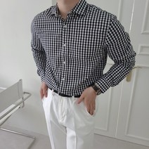 남자 와이드카라 캐주얼 고방 체크셔츠 2Color