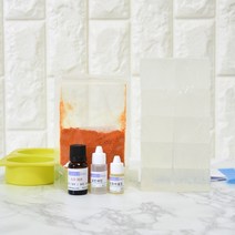 [캔들이케아] 천연비누 10개 만들기 DIY 세트, 투명, 치자 분말, 4구 민무늬 하트
