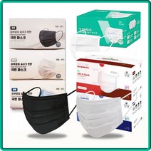 [국민마스크/안심] 국산덴탈 마스크 300매 블랙 화이트 대형 당일발송, 안심마스크 대형 화이트