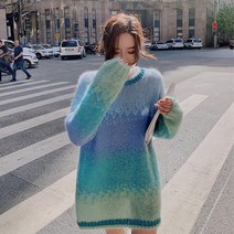 가을 나른한 니트 미니 프렌치 그라데이션 풀오버 스웨터녀