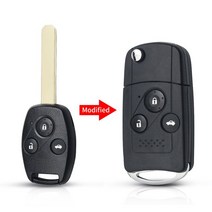 자동차키 차량용스마트키KEYYOU 수정 된 원격 플립 접는 자동차 키 쉘 케이스 혼다 어코드 시민 CRV 파일럿, 07 3 Buttons With Pad