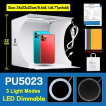 디지털 카메라Puluz-포토 스튜디오 박스 휴대용 사진 라이트박스 촬영 텐트 키트 6/12 색 배경 포토 라, 02 20cm Ring LED