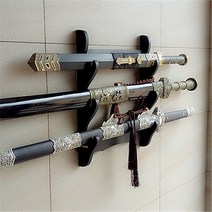 벽걸이 사극 무술 소품 진검 롱소드 거치대 보관함 좌대 정팔사모 청룡언월도, 블랙 행거 4단