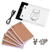 전자패드 드로잉 플립 북 키트 라이트 패드 LED 박스 태블릿 300pcs 종이 바인딩 나사 트레이싱 애니메이션 스케치, [01] WHITE