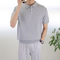 로코비전 매드 단추 카라 반팔 니트 오버핏 여름 남자 티셔츠