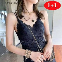 ZHONG JIA 레이스 나시 레이어드 프릴 쉬폰 나시이너 탑 끈나시 여성 여름 크롭티 나시티 롱나시티 끈나시탑 레이어드롱나시 1+1