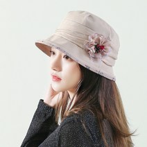 버킷햇 봄 여름 중년 여성 챙모자 셔링 코사지 여자 벙거지 모자 슬림브림플햇 (4컬러)