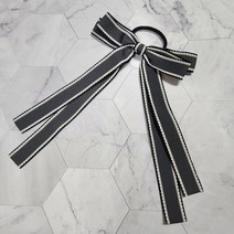 수입 스티치 골프리본 머리끈(핑크 그레이)