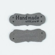 핸드메이드 가죽 라벨 HandMade 각인 withlove 회색